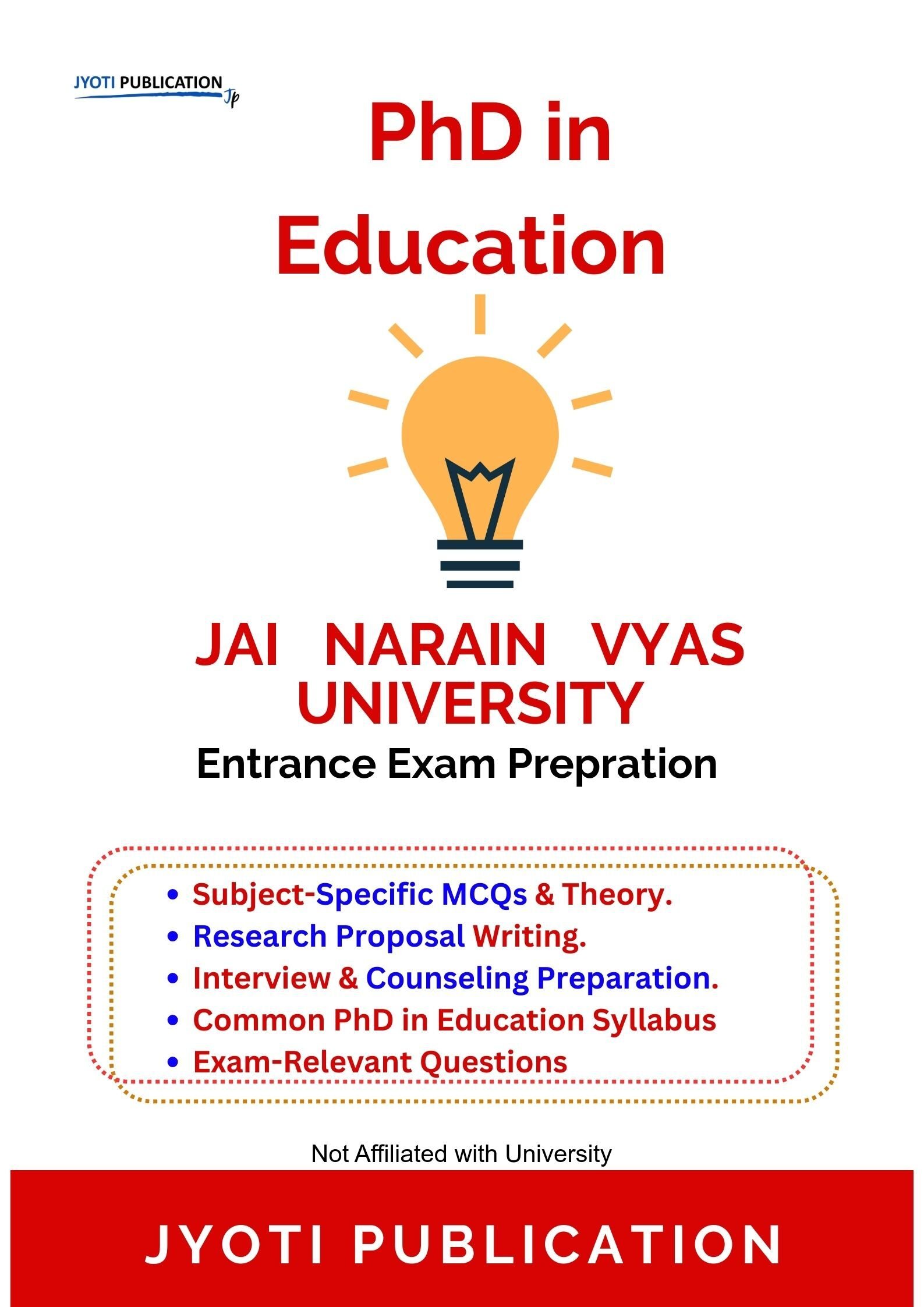 Jai Narain Vyas University PhD in Education Entrance Exam