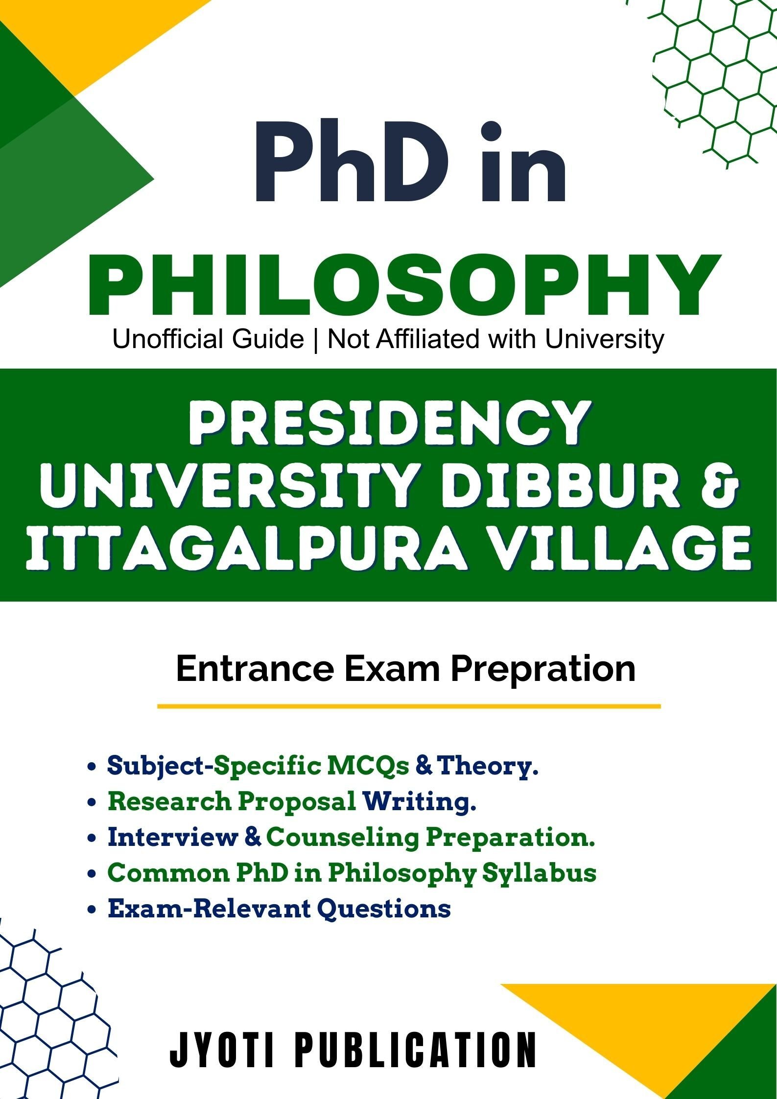 Presidency University Dibbur & Ittagalpura Village PhD in Philosophy Entrance Exam