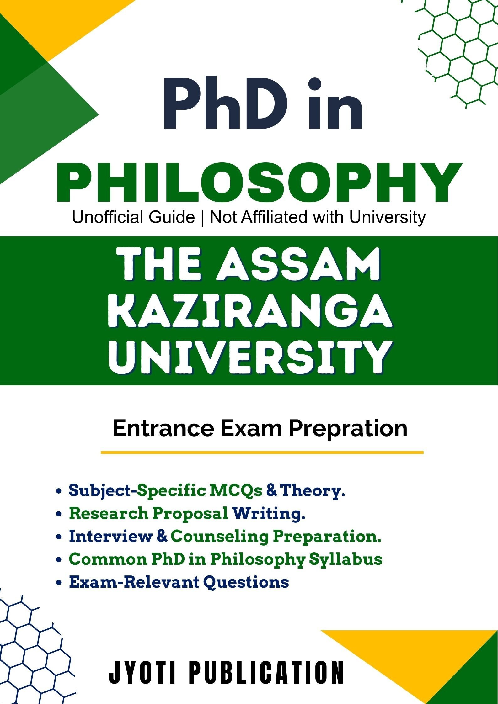 The Assam Kaziranga University PhD in Philosophy Entrance Exam