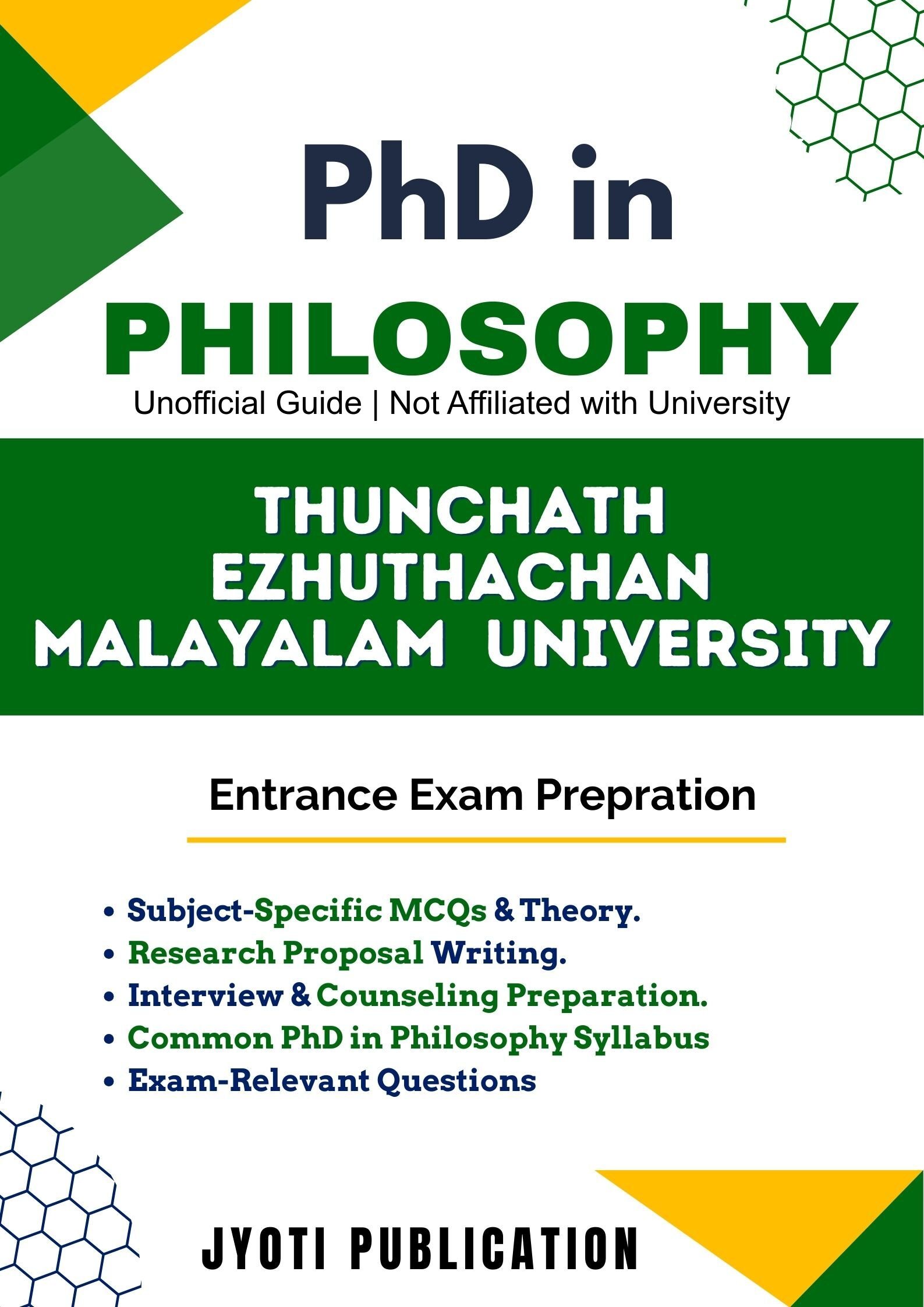 Thunchath Ezhuthachan Malayalam University PhD in Philosophy Entrance Exam